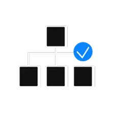 Icon showing Merkle tree verification system for secure proof